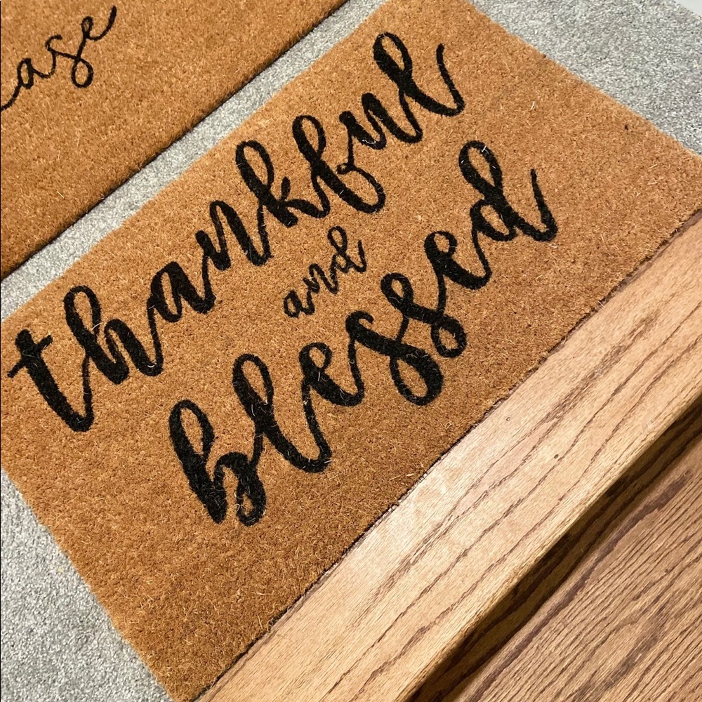 Thankful and blessed door mat